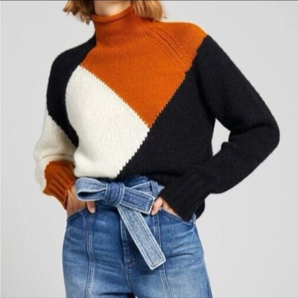 A.L.C. Claremont Colorblock Turtleneck Sweater
